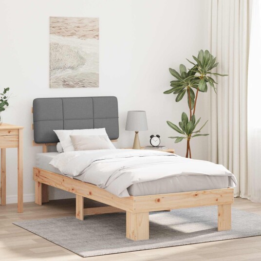  Sengeramme med Polstret Hodegjerde Lysegrå 90 x 190 cm