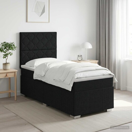 vidaXL Kontinentalseng med madrass Svart 90 x 200 cm Stoff