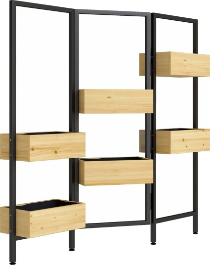 Vertikal plantekasse med skjerm 6 trekasser sammenleggbar