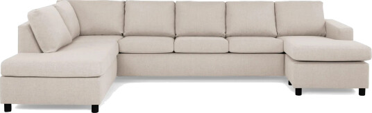 Crazy 5 seters Venstrevendt U formet X Large Sofa med Divan og Sjeselong i Stoff   Beige