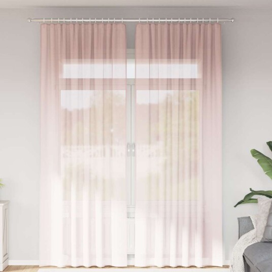 Voilegardiner med hemper 2 stk lyserosa 140x260 cm 8721158552969
