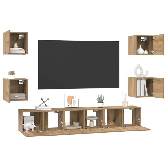  TV benksett 7 pcs artisan eik 60 x 30 x 30 cm Konstruert tre