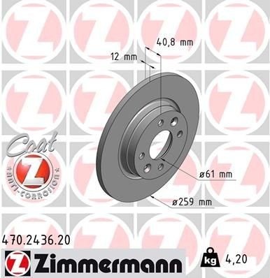 ZIMMERMANN 470.2436.20 Bremseskive ZIMMERMANN 470.2436.20 Bremseskive