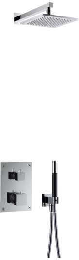 Tapwell BOX8268 Square ED2 takdusjsett Komplett trykk- og termostatstyrt innbyggingssystem -Krom