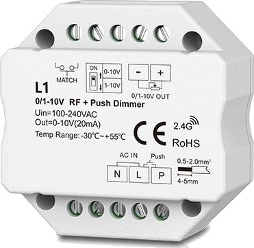 Ledlife LEDlife rWave 1 10V innbyggingsdimmer   RF push dim LED dimmer til innbygging