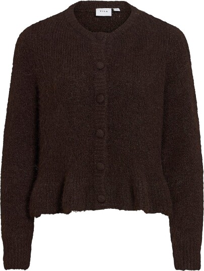 Vila Kardigan Vibows L/S Flounce Knit Cardigan No Brun