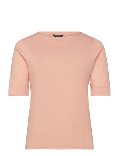 Lauren Women Cotton Boatneck T Shirt   Coral   46 48