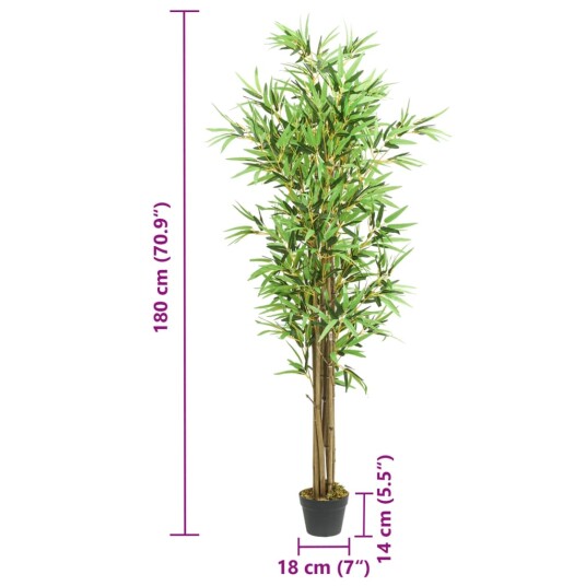  Kunstig bambustre 1288 blader 180 cm grønn