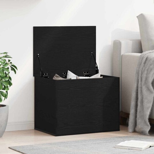 Oppbevaringsboks med lokk svart eik 60x42x46 cm konstruert tre