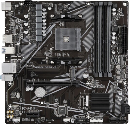 Gigabyte A520M DS3H V2 Micro ATX Hovedkort med AMD AM4 Socket Gigabyte A520M DS3H V2 Micro ATX Hovedkort med AMD AM4 Socket