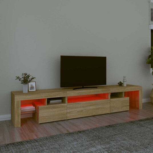 TV-benk med LED-lys sonoma eik 215x36,5x40 cm 8720845649449 TV-benk med LED-lys sonoma eik 215x36,5x40 cm 8720845649449
