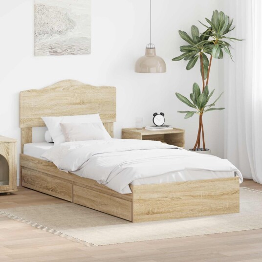 Seng med Oppbevaring Sonoma eik 100 x 200 cm Konstruert tre Seng med Oppbevaring Sonoma eik 100 x 200 cm Konstruert tre