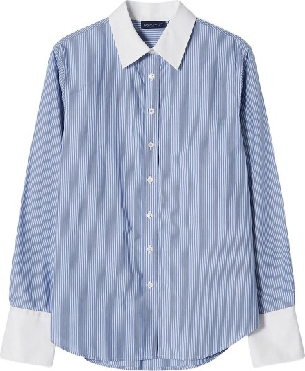 Lexington Clothing Classic Fit Contrast Collar And Cuffs BLUE/WHITE STRIPE XS