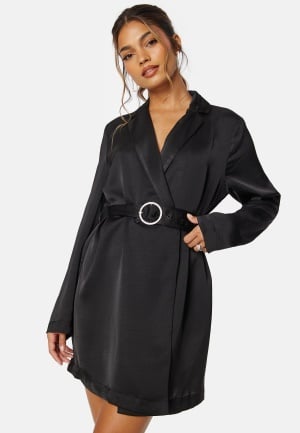 ONLY Marta LS Short Satin Dress Black M