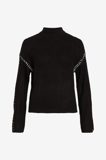 Vila - Genser viSigga L/S Stitch Knit Pullover - Svart Vila - Genser viSigga L/S Stitch Knit Pullover - Svart