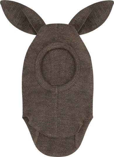 Huttelihut Balaclava - Ull - 1-lag - Brown Melert m. Ører - Huttelihut - 1-2 år (80-92) - Balaclava - enkel - Brun