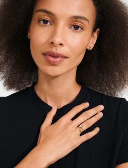 Pilgrim Sanine Gift Set Rings & Earstuds Gold Plated Gold ONE SIZE