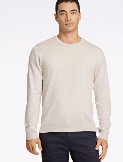 Lindbergh Ecovero L/S O-Neck Knit - Cream - XL