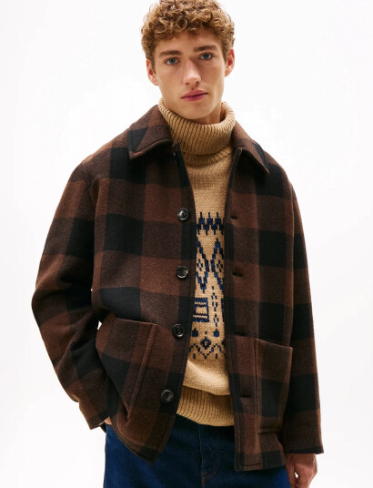 Tommy Hilfiger Wool Dbl Face Check Chore Jkt - Brown - M Tommy Hilfiger Wool Dbl Face Check Chore Jkt - Brown - M