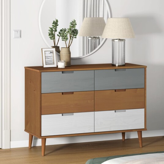 Kommode MOLDE brun 113x40x80 cm heltre furu 8720845541941 Kommode MOLDE brun 113x40x80 cm heltre furu 8720845541941