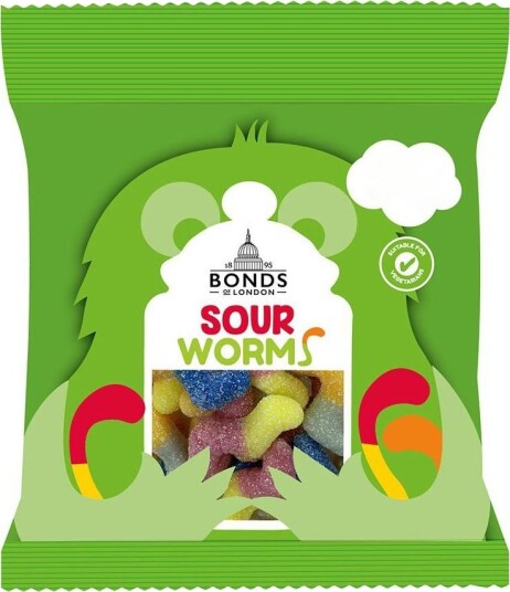 Sour Worms - Bonds of London 50 gram (UK)