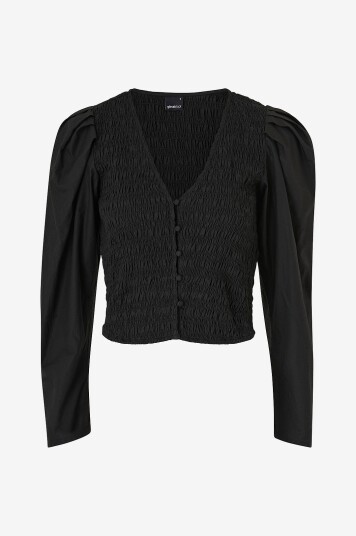 Gina Tricot Bluse Puff Sleeve Blouse Svart