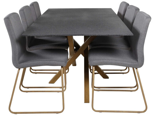 Venture Design Piazza & Mace spisegruppe Grå/grå 6 st stoler & bord 180 x 90 cm