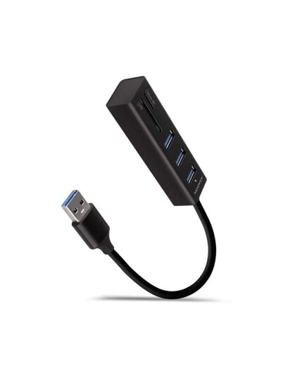 AXAGON USB A Hub + Card Reader Black HMA CR3A