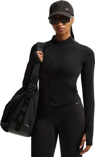 Nike Dri FIT Zenvy FZ LS Top Dame Black/Cool Grey L
