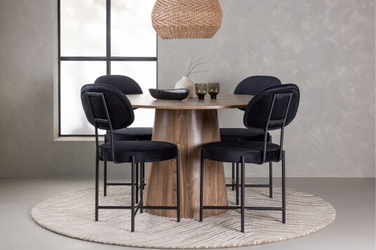 Lanzo Matgruppe 120 cm Rund med 4 Stella Stoler Natur
