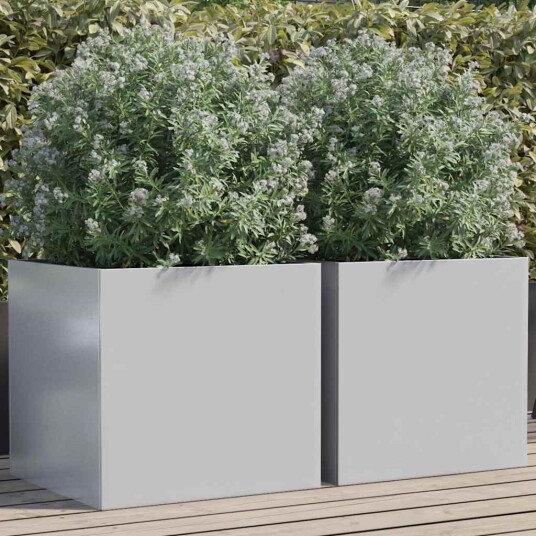 vidaXL Plantekasser 2 stk sølv 49x47x46 cm galvanisert stål