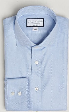 Charles Tyrwhitt Slim Fit Non Iron Herringbone Cut Away Shirt  Sky