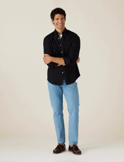 Lexington Clothing Casual Solid Flannel B.d Shirt Black L