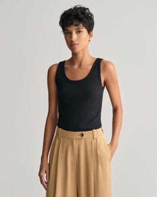 Ribbestrikket tanktop BLACK XS