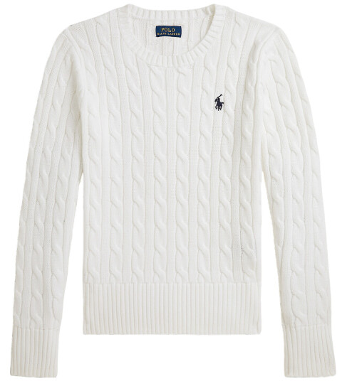 Polo Ralph Lauren Optic White W/ Navy Girl Pullover S/7 år