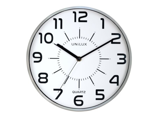 Unilux Pop Vegg Quartz Clock Rund Grå Akrylonitril Butadien Styren Abs Plast Glass