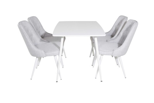 Venture Design Polar & Velvet spisegruppe Hvit/grå 4 st stoler & bord 120 x 80 cm