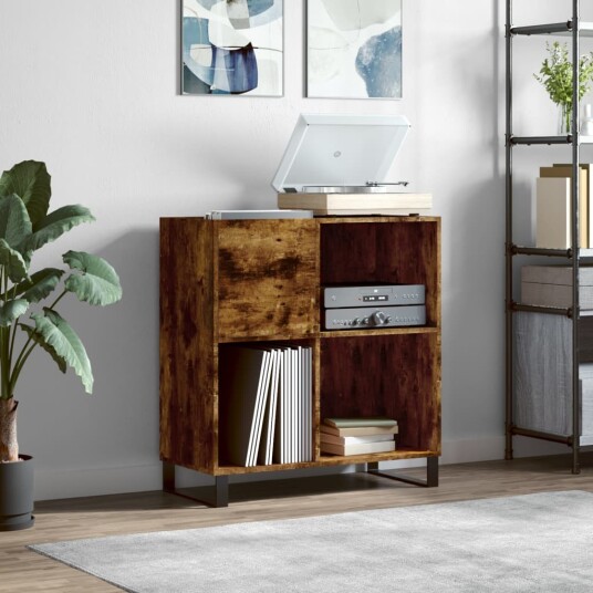 Hifi benk røkt eik 84,5x38x89 cm konstruert tre Hifi benk røkt eik 84,5x38x89 cm konstruert tre
