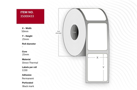 CAPTURE Label 50x25 - Core 25. White.