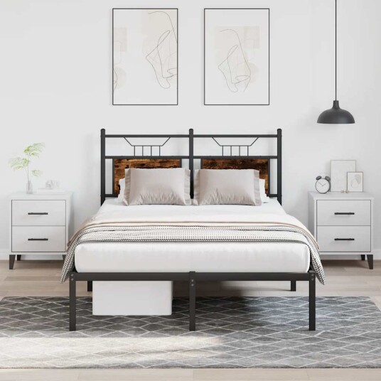 Sengeramme uten madrass røkt eik 120x190 cm konstruert tre 4106740