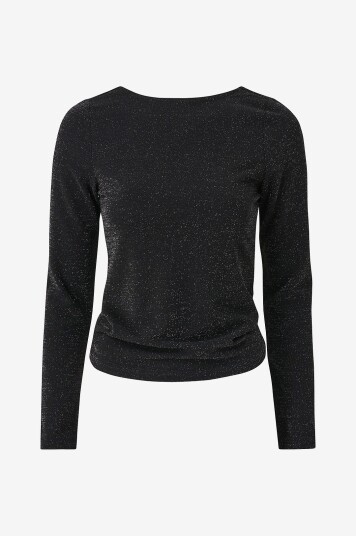 Selected Femme Topp slfRue LS Scoop Back Top Svart