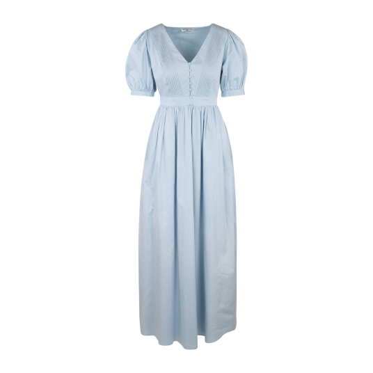 Sunnie Dress Light Blue XL Maxi pintuck cotton satin dress Sunnie Dress Light Blue XL Maxi pintuck cotton satin dress