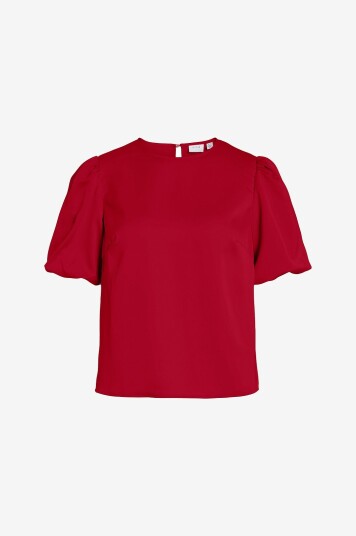 Vila Bluse viEllette 2/4 Satin Puff Top Rød