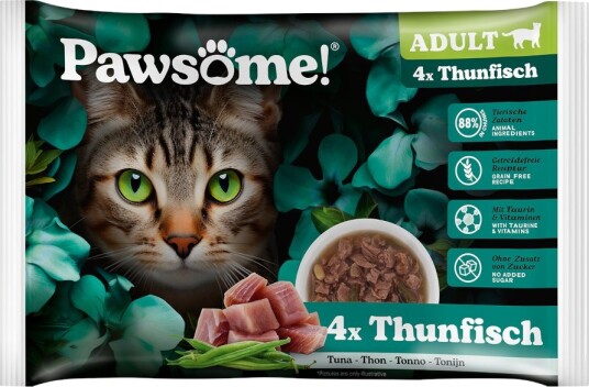 Pawsome Våtfôr Adult Cat Tunfisk 4 X 85 G