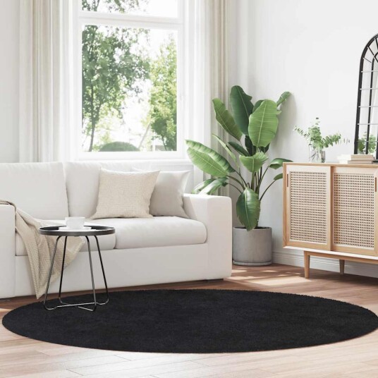  Flossteppe med lang luv NAVARRA svart 200x200 cm polyester 8721158559043