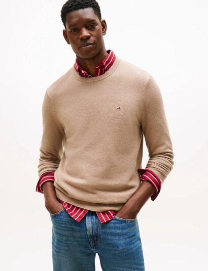 Tommy Hilfiger Essential Structure Crew Neck - Beige - XXXL Tommy Hilfiger Essential Structure Crew Neck - Beige - XXXL