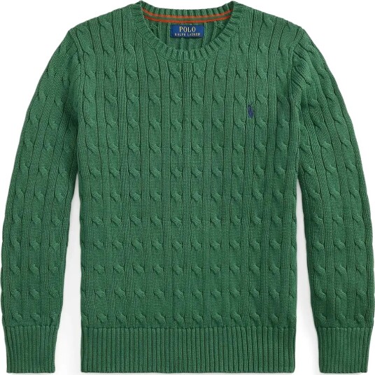 Ralph Lauren Kids Cable Knit Cotton Sweater Green XL