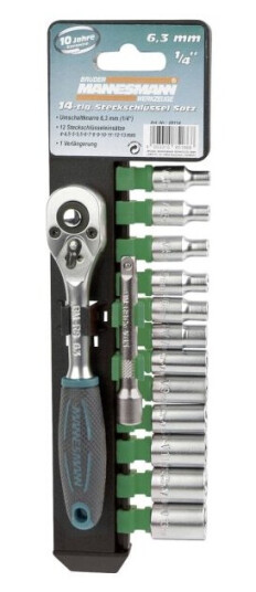 Brüder Mannesmann M29114 1/4 (6,3 Mm) Topnøglesæt 4, 4.5, 5, 5.5, 6, 7, 8, 9, 10, 11, 12, 13, 14 Brüder Mannesmann M29114 1/4 (6,3 Mm) Topnøglesæt 4, 4.5, 5, 5.5, 6, 7, 8, 9, 10, 11, 12, 13, 14