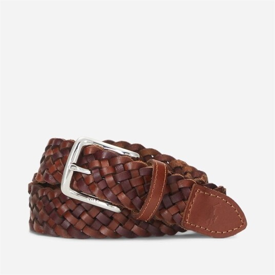 Ralph Lauren Wstend Braid-Belt-Medium Saddle/dark Brown