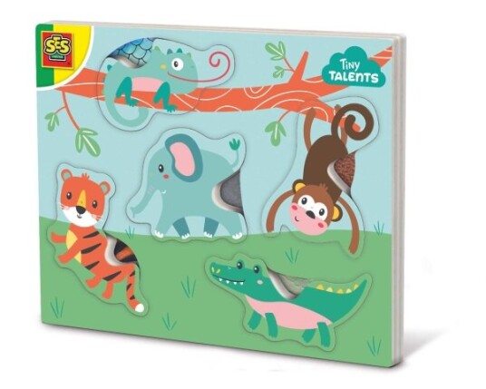 Ses Creative Tiny Talents Touch And Feel Animal Puzzle 5 Stykker Dyr 1 År